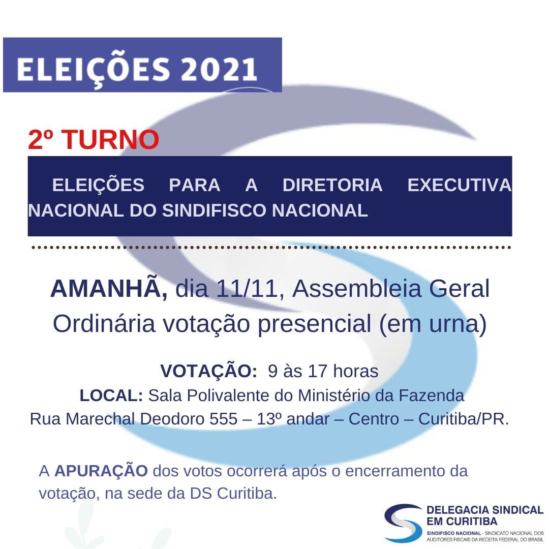 DS CURITIBA CONVOCA PARA ASSEMBLEIA GERAL ORDINÁRIA - 2º Turno eleições 